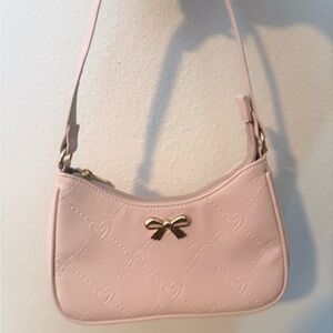 Pink Bow Accent Shoulder Bag
